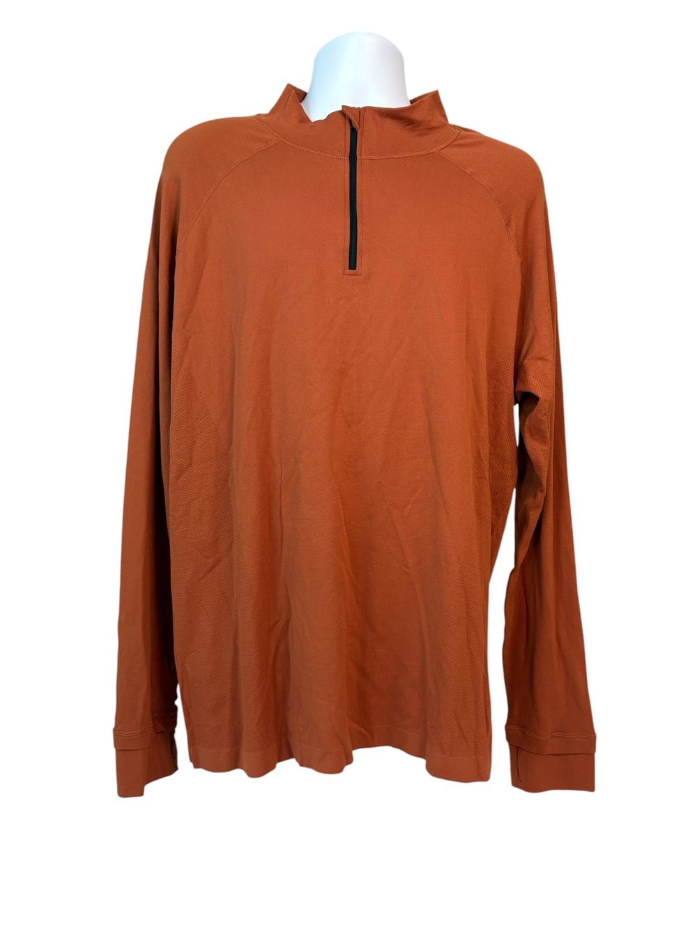 Fabletics Men's 1/4 Zip Mock Nevk Long Sleeve Athletic Shirt Rust Orange XXL